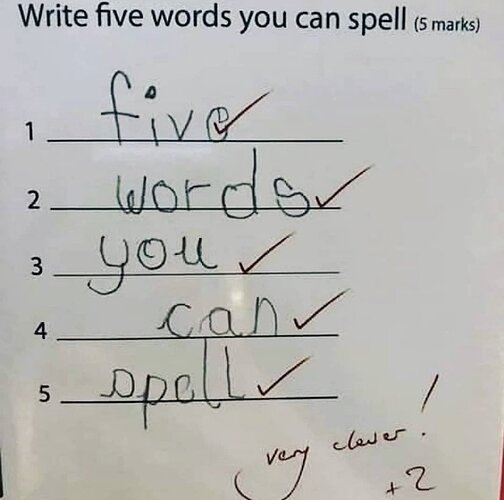 write five words you can spell