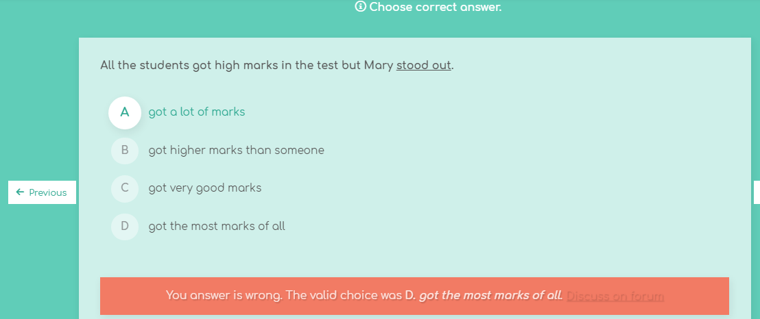 All the students got high marks in the test but Mary stood out ...
